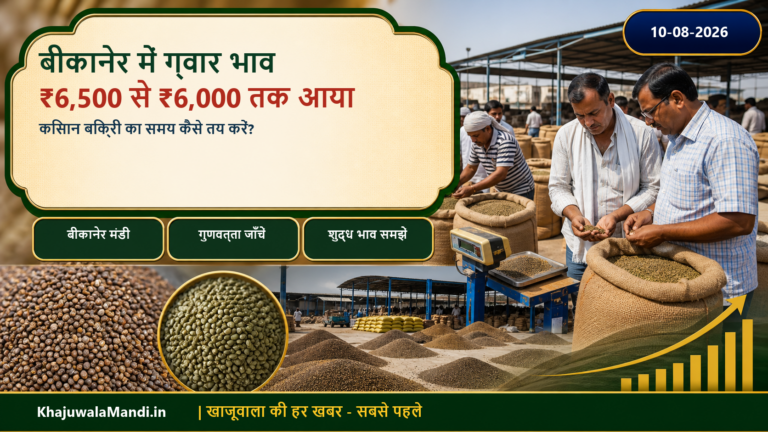 बीकानेर में ग्वार भाव ₹6,500 से ₹6,000 तक आया, किसान बिक्री का समय कैसे तय करें?