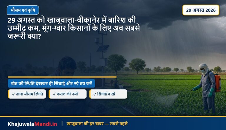 29 अगस्त को खाजूवाला-बीकानेर में बारिश की उम्मीद कम, मूंग-ग्वार किसानों के लिए अब सबसे जरूरी क्या?