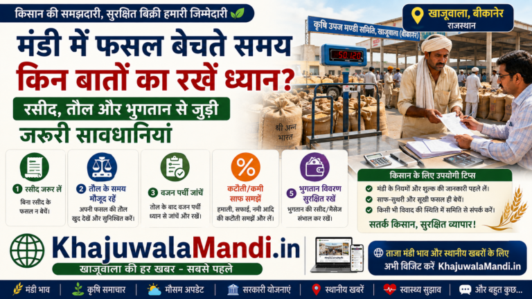 मंडी में फसल बेचते समय रसीद, तौल और भुगतान की सावधानियाँ