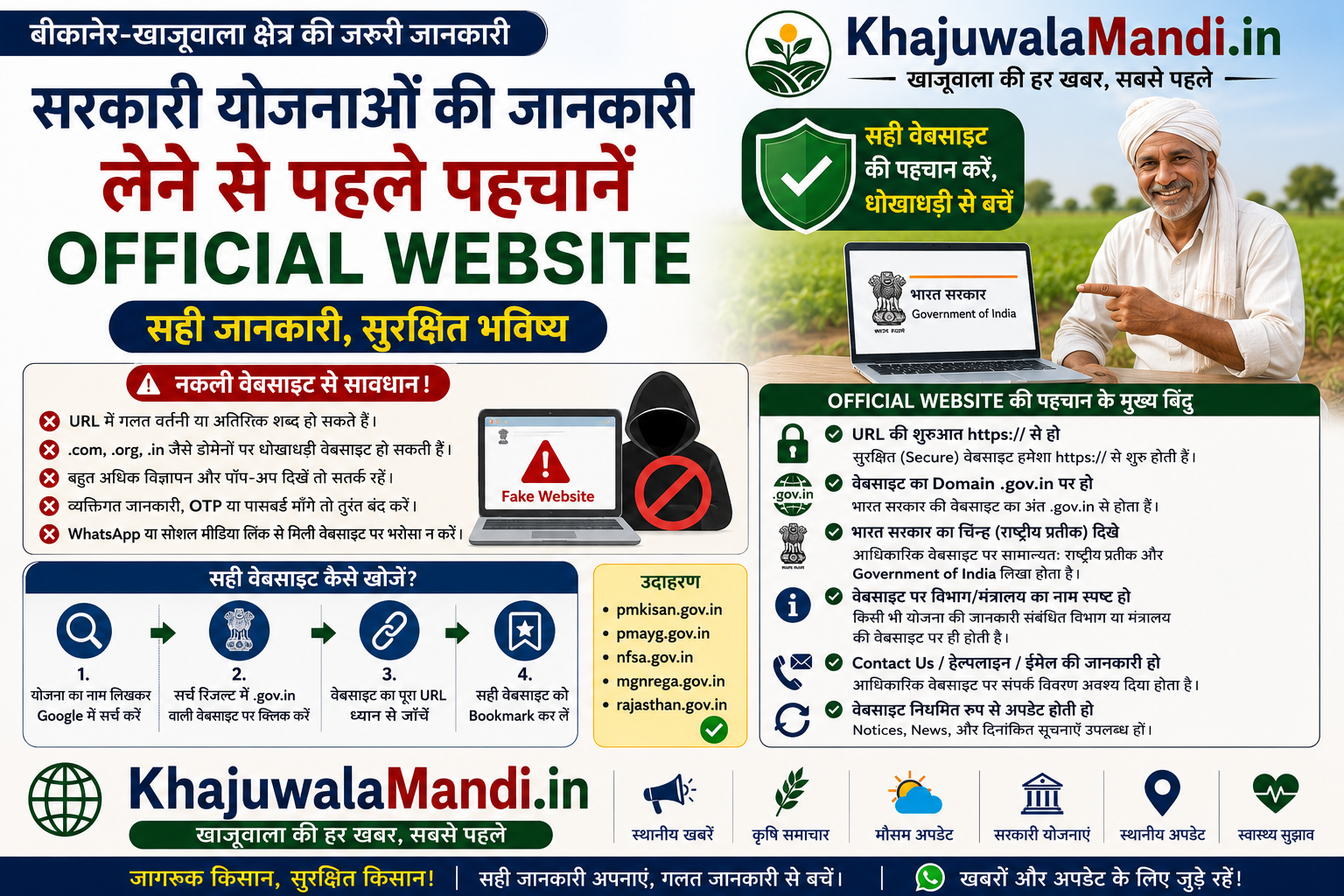सरकारी योजना की आधिकारिक वेबसाइट पहचानने की जानकारी