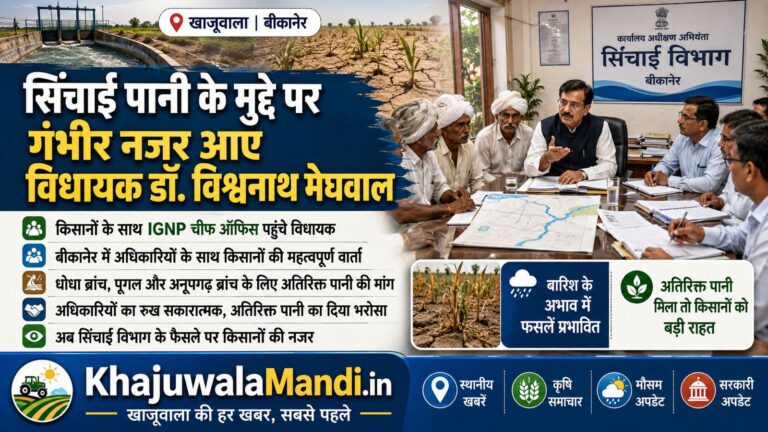 सिंचाई पानी की मांग को लेकर किसानों के साथ IGNP अधिकारियों से वार्ता करते विधायक डॉ. विश्वनाथ मेघवाल